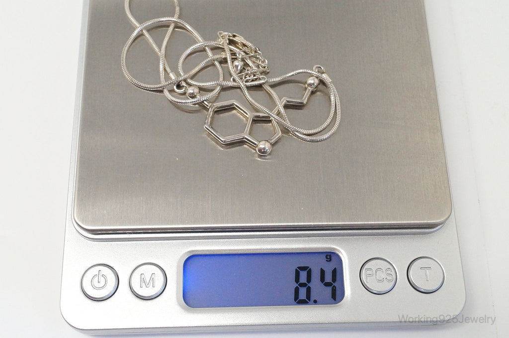 Serotonin Molecule Sterling Silver Necklace