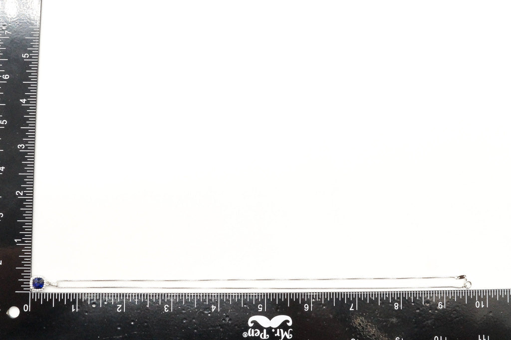 Blue Lab Sapphire Cubic Zirconia Sterling Silver Necklace