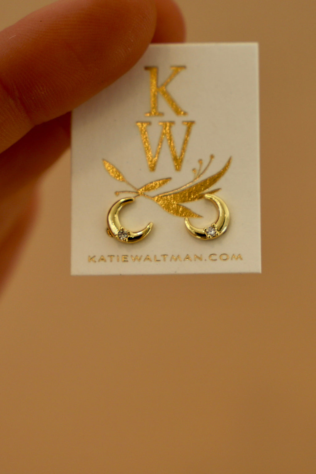 CRESCENT MOON CZ STUDS