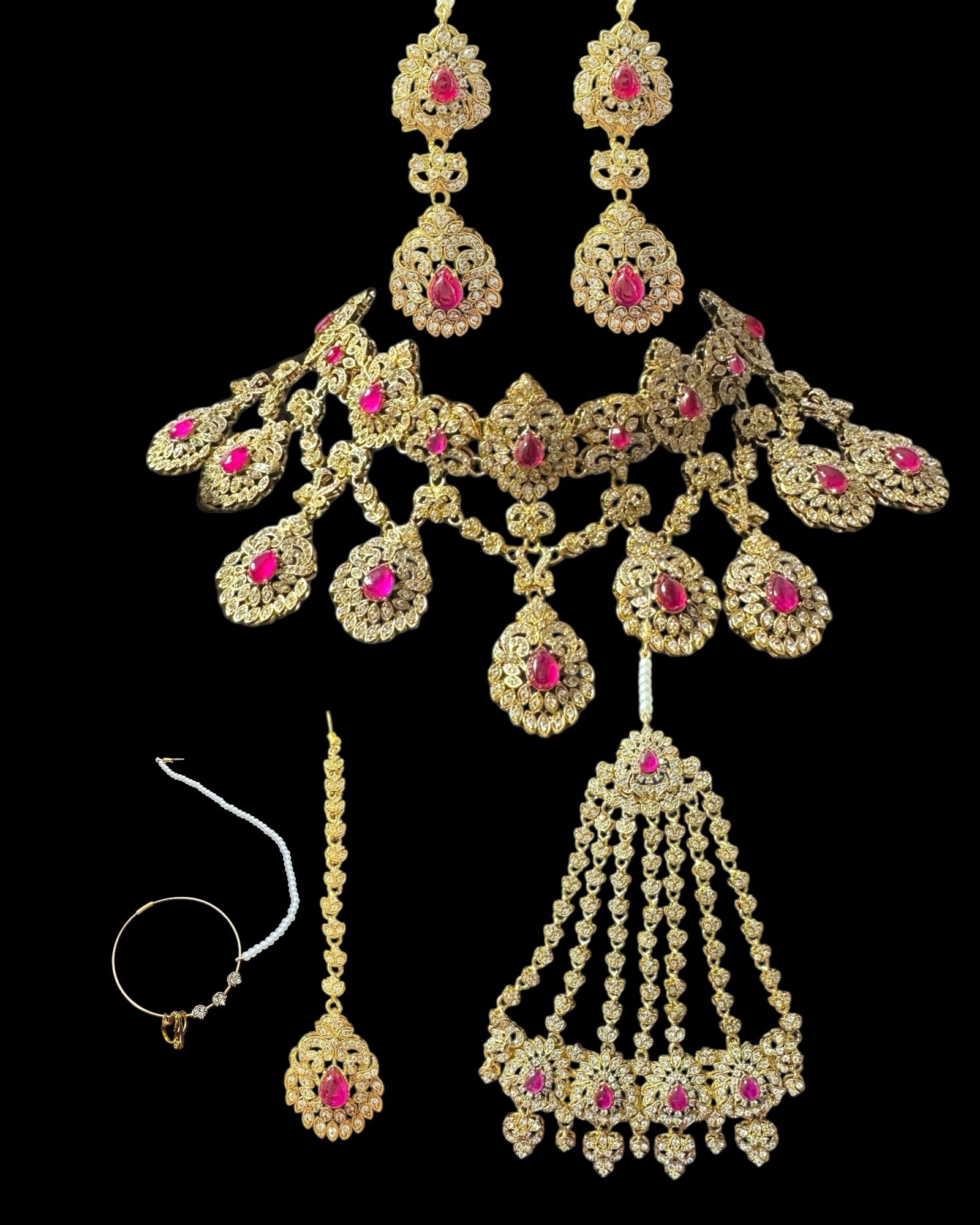 BR490 MEHTAB bridal set in ruby ( READY TO SHIP )