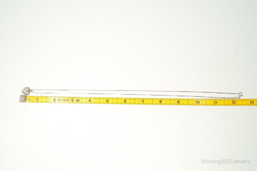 Vintage Diamond Heart Sterling Silver Necklace