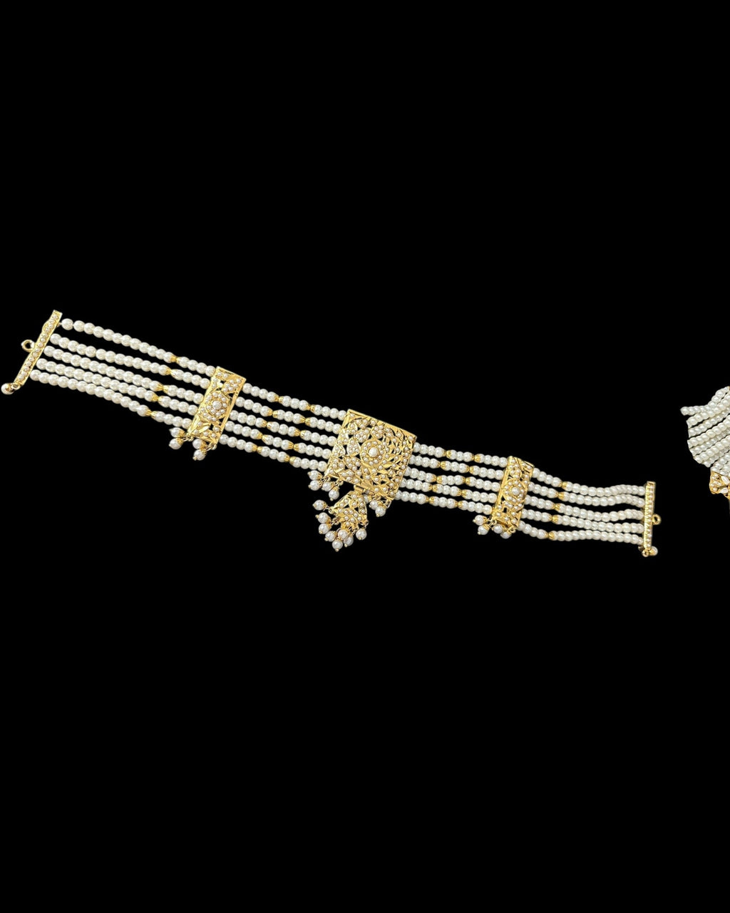 C566 Gold plated jadau choker in pearls ( READY TO SHIP )
