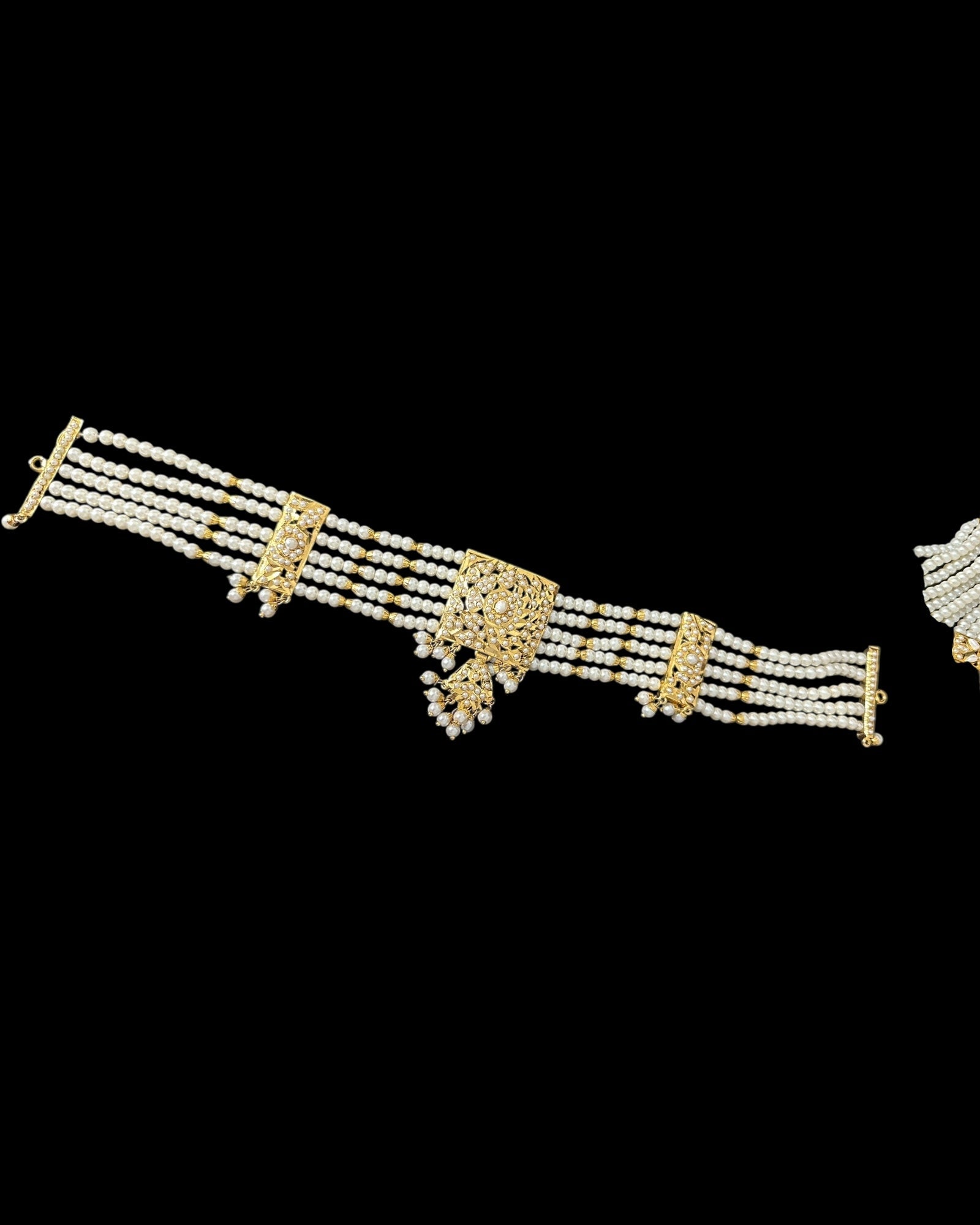 C566 Gold plated jadau choker in pearls ( READY TO SHIP )