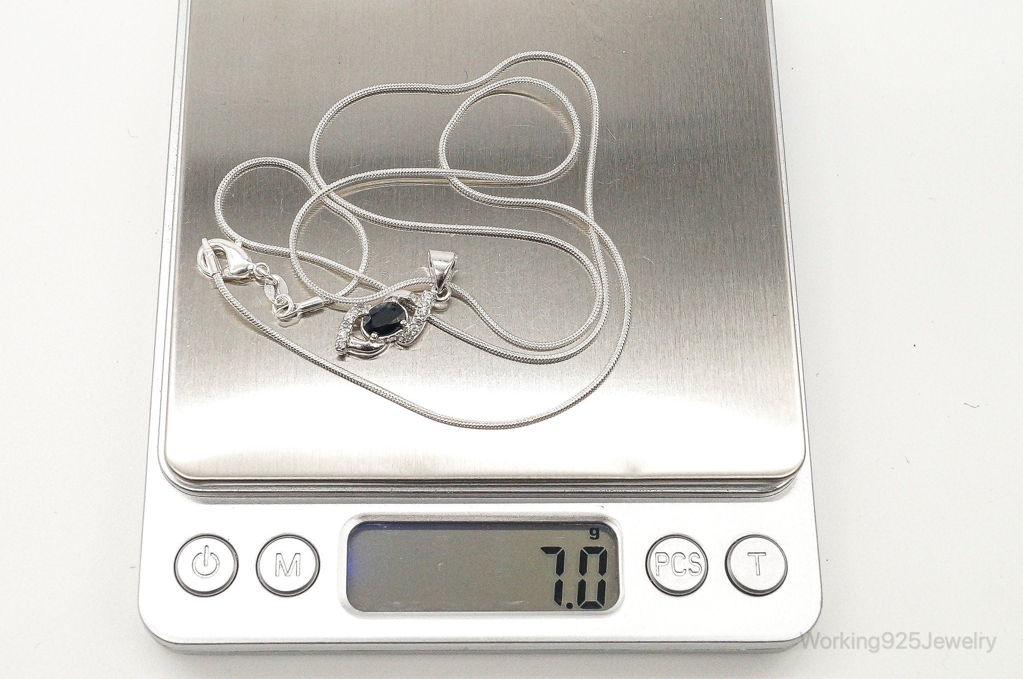 Sapphire Cubic Zirconia Sterling Silver Necklace