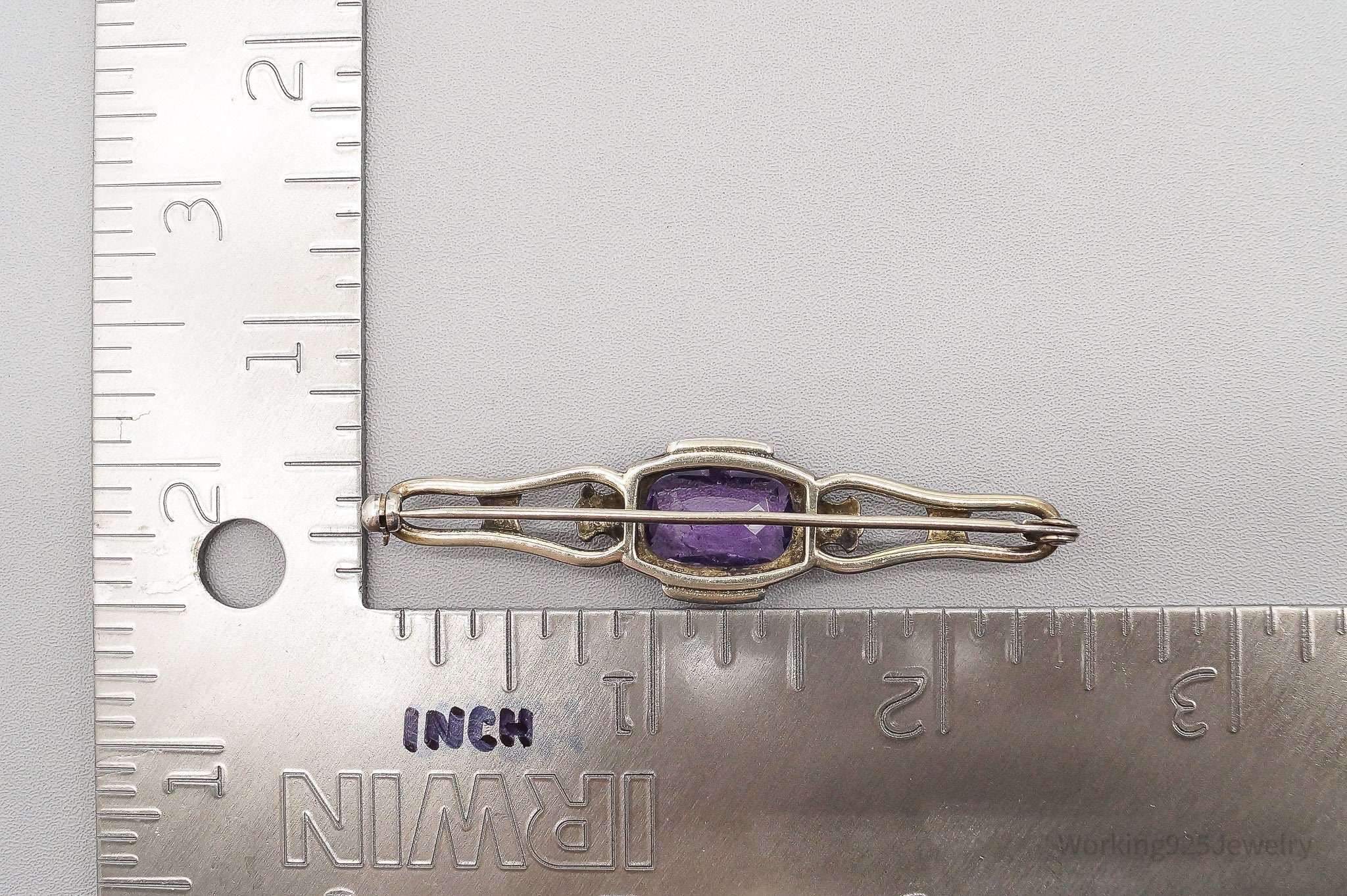 Antique Amethyst 835 Silver Pin Brooch