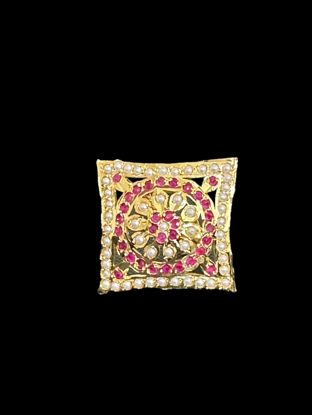 DJR109 Jadau ring -  ruby pearl    ( SHIPS IN 3 WEEKS )