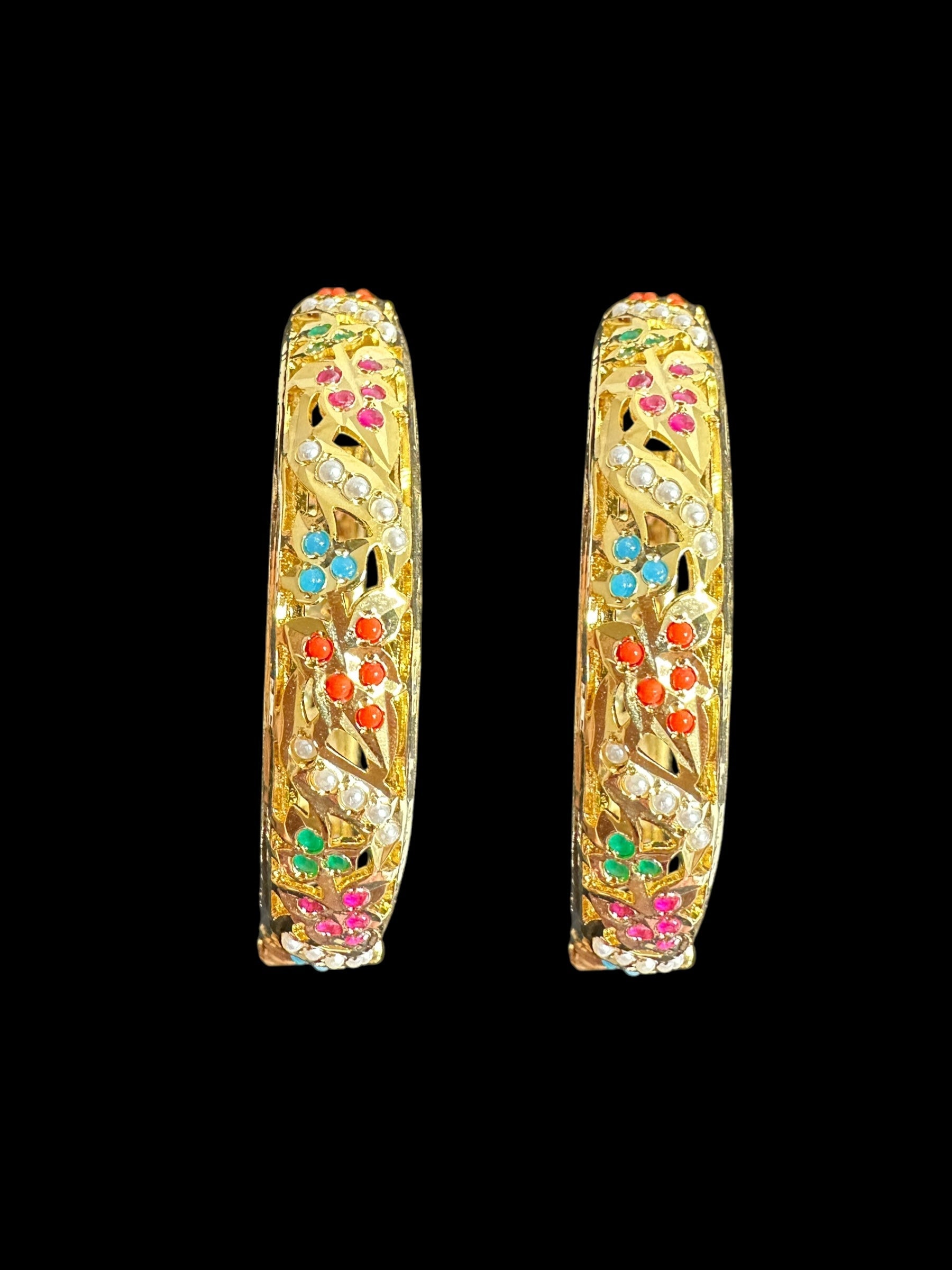B310 Jadau  bangles ( Navratan   ) ( READY TO SHIP)