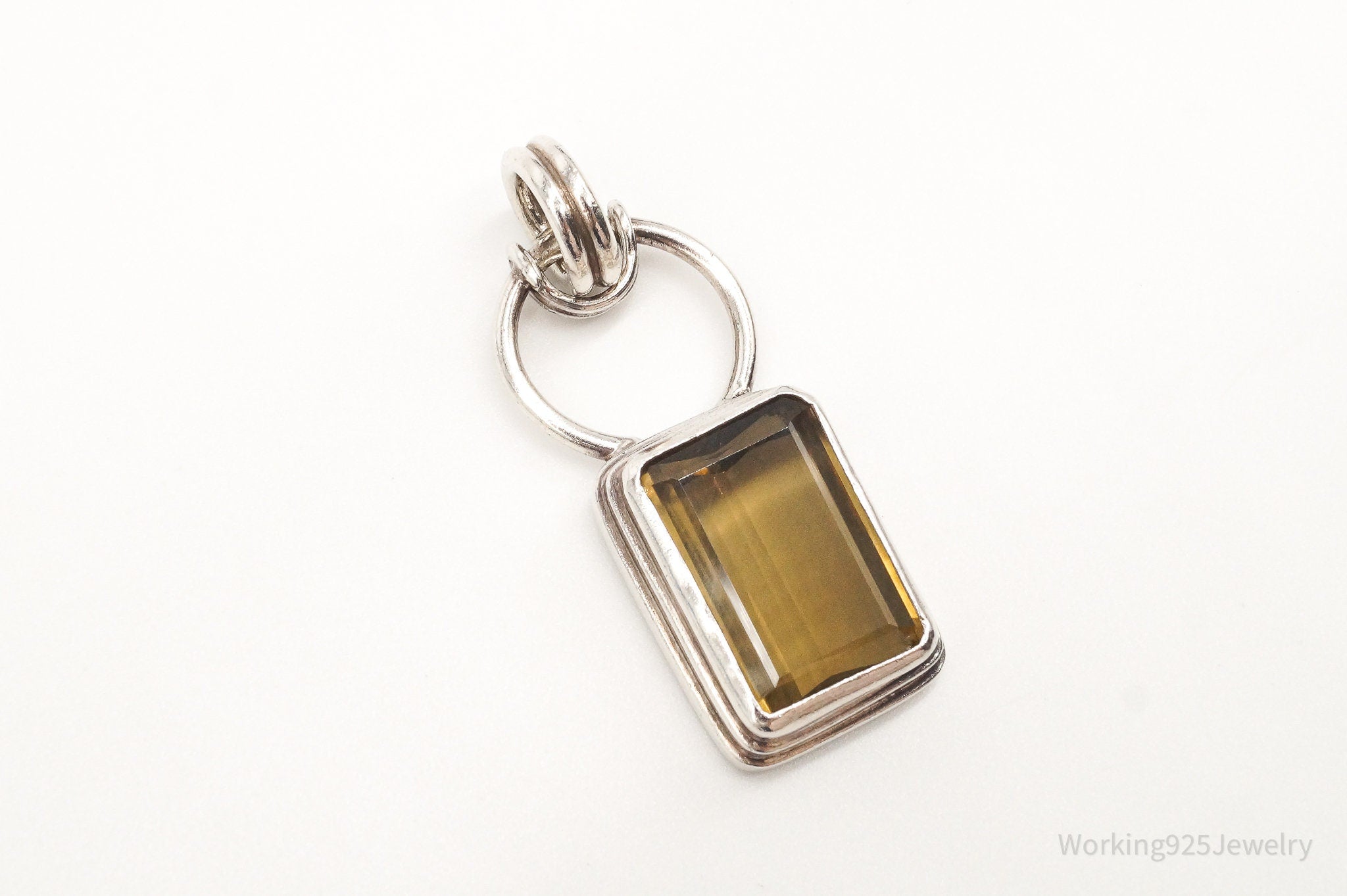 Vintage Large Smoky Topaz Sterling Silver Pendant