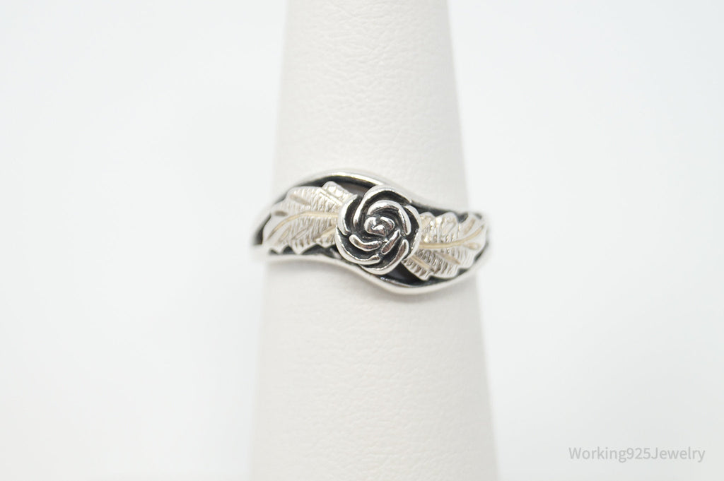 Vtg Wheeler Manufacturing Co 10K Gold Rose Sterling Silver Ring - Size 5