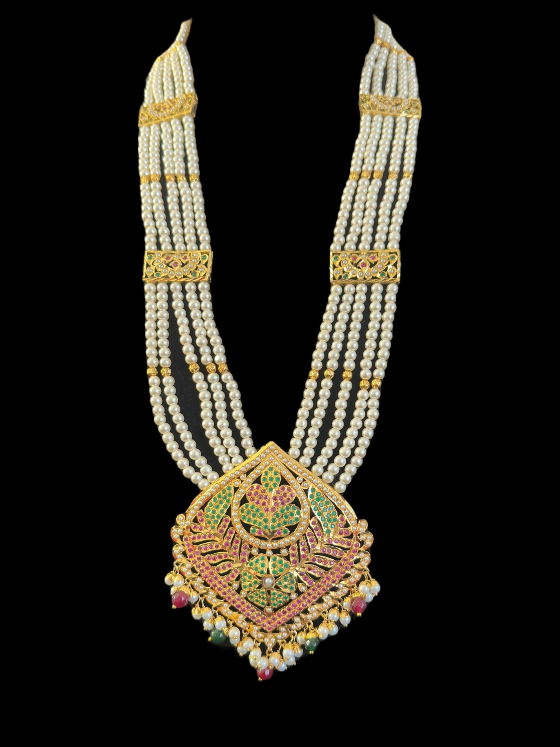 DLN108 Roosa Punjabi rani haar in ruby emerald  ( READY TO SHIP )