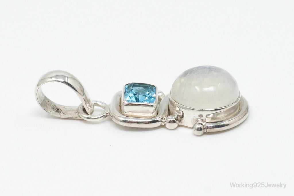 Large Designer SAJEN Blue Topaz Moonstone Sterling Necklace Pendant