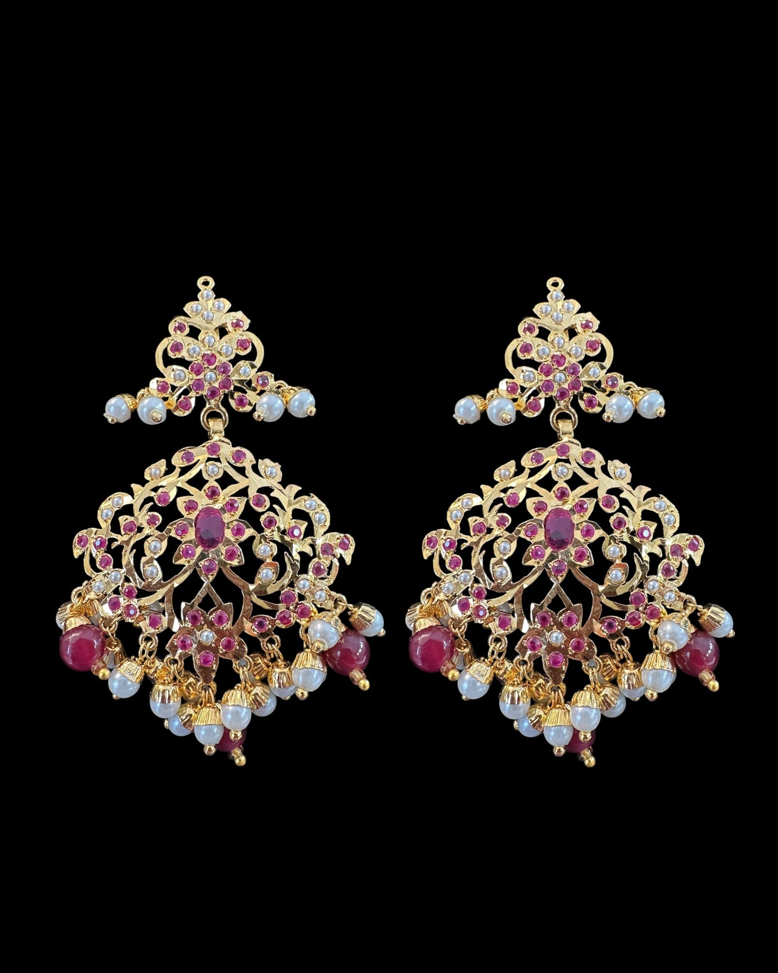 C570 Gold plated jadau choker in Ruby pearls ( READY TO SHIP )