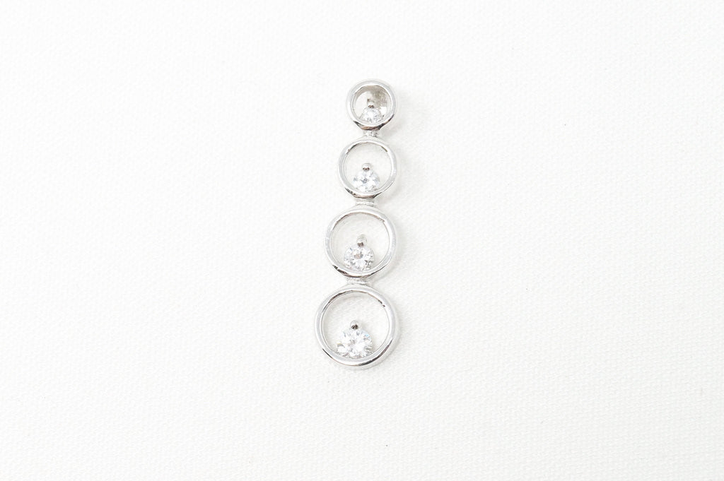 Vintage Art Deco Cubic Zirconia Circles Bubbles Sterling Silver Necklace Pendant