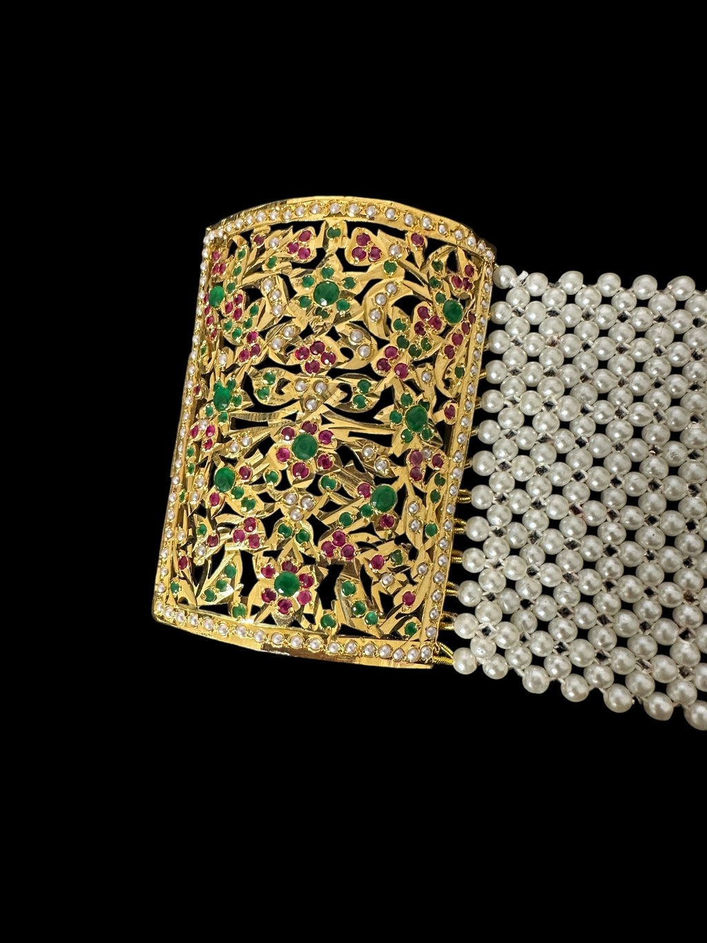 Jadau bahi / bracelet - multicolor / ruby emerald   ( SHIPS IN 2 WEEKS  )