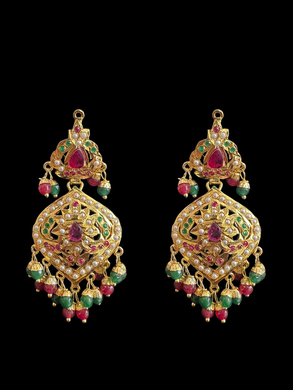 DLN87 Yashvi jadau rani haar in ruby emerald ( READY TO SHIP )