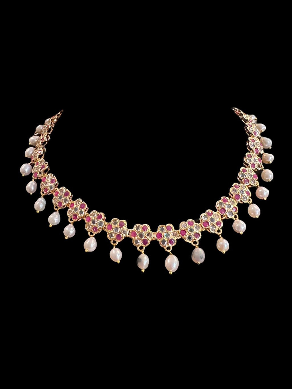 DNS188 Meenaz fresh water pearl necklace set (SHIPS IN 2 WEEKS )