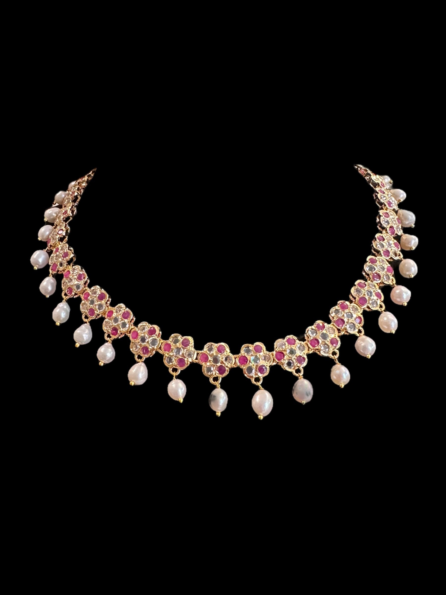 DNS188 Meenaz fresh water pearl necklace set (SHIPS IN 2 WEEKS )