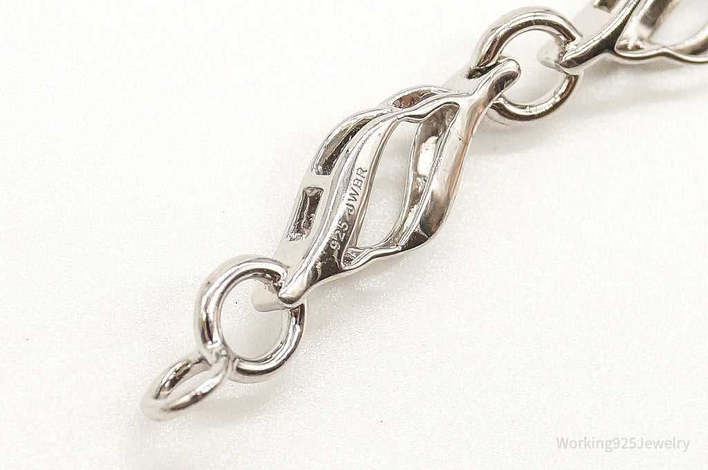 Designer JWBR Single Diamond Linked Sterling Silver Bracelet