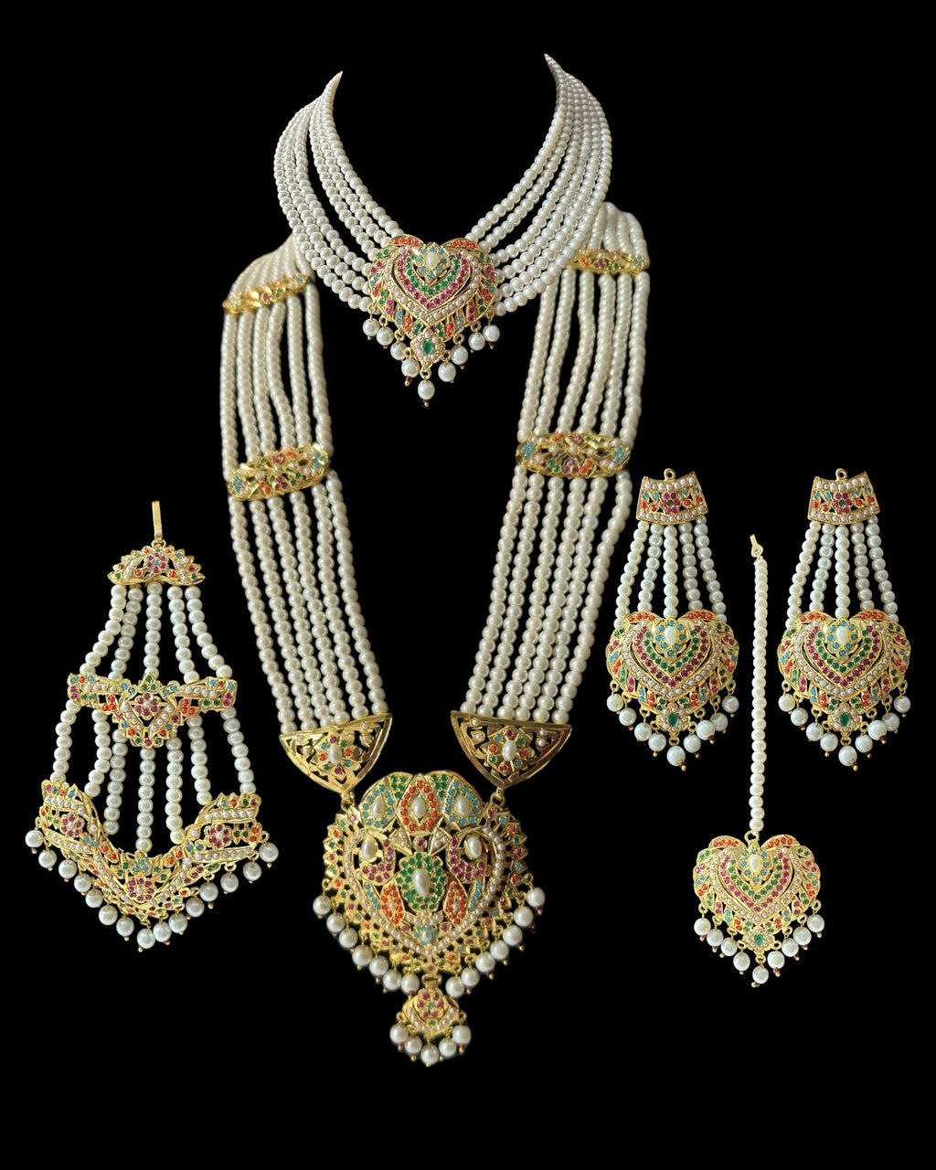 BR320 navratan jadau bridal set in shell pearls ( READY  TO SHIP)