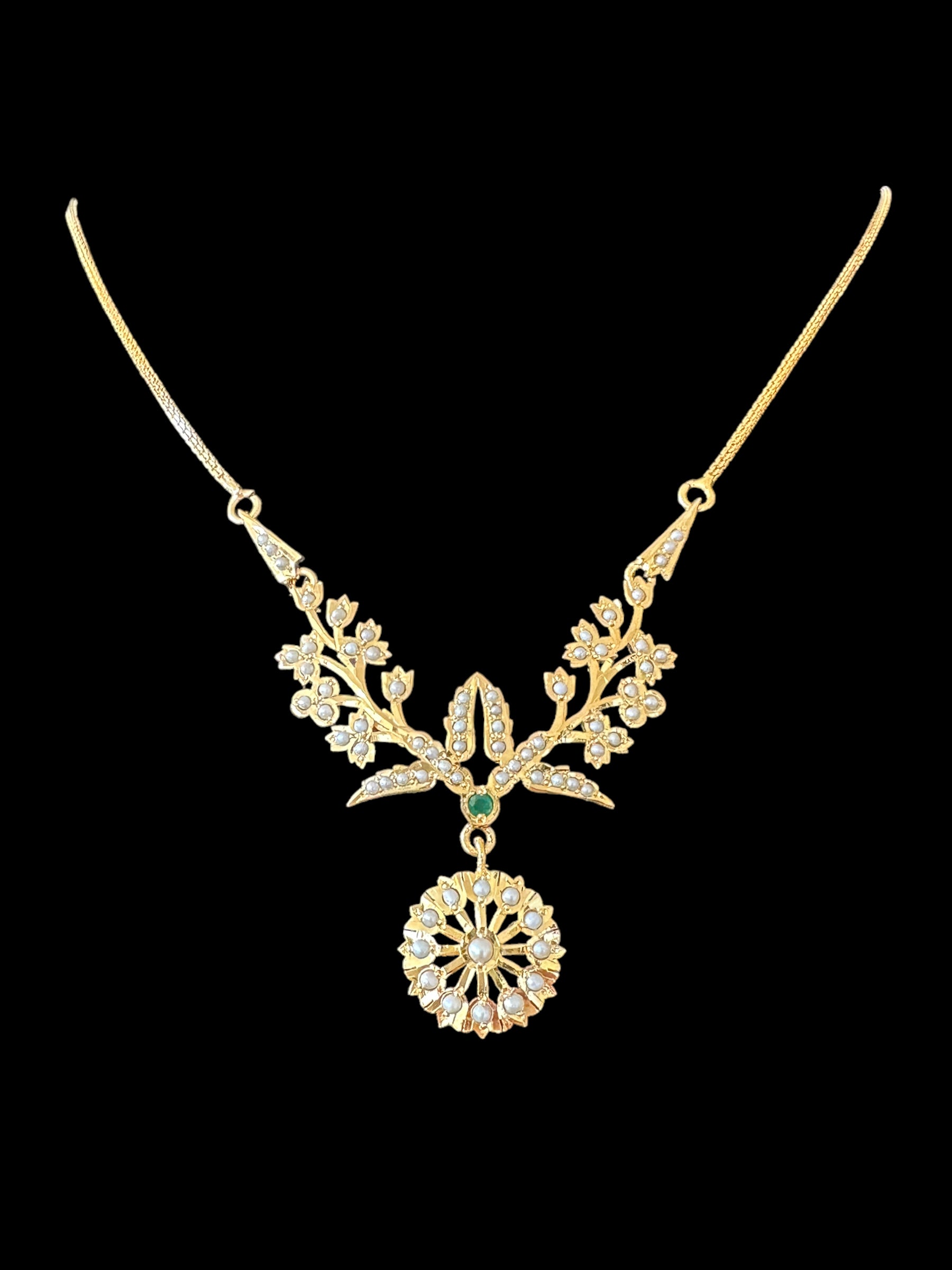 Gold plated silver necklace earrings set in fresh water pearls ( SHIPS IN 4 WEEKS )