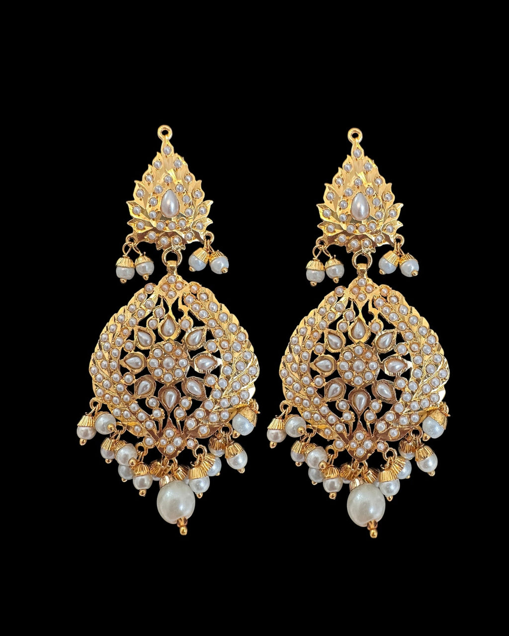 DJET500 Megha jadau earrings tika set  in pearl ( READY TO SHIP )
