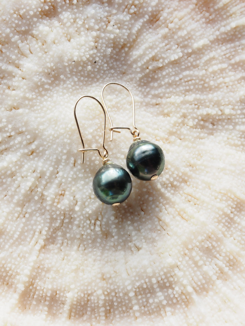 Gold Tahitian Pearl Drop Earrings - Alaula