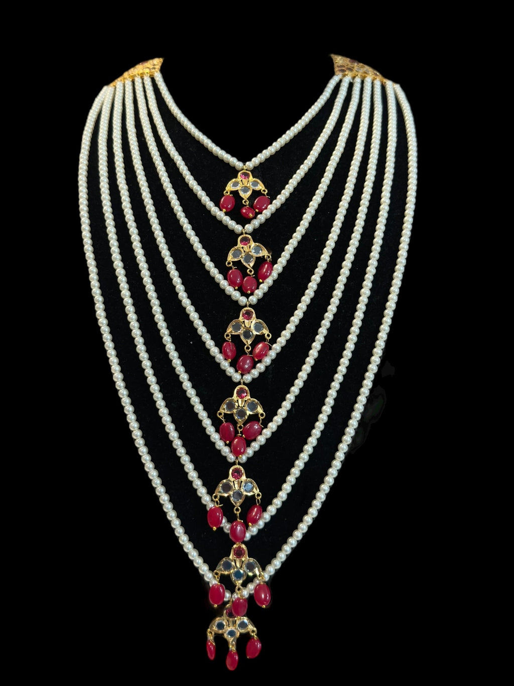 SAT101 Hyderabadi satlada with earrings - Ruby ( READY TO SHIP )