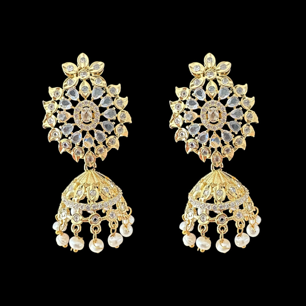 PS318  fresh water pearl pendant set in clear stones   ( READY TO SHIP )