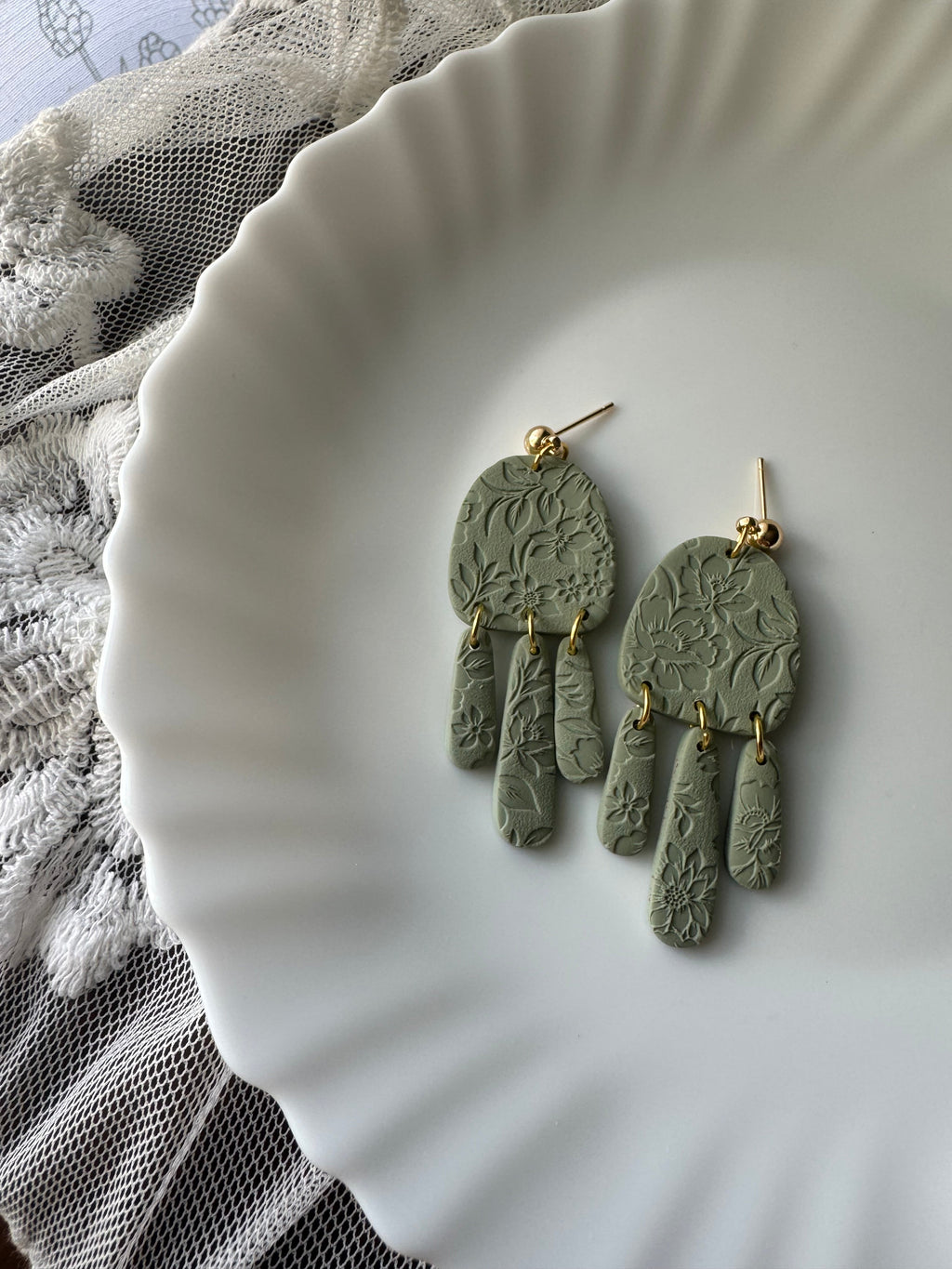 Amy, Green Floral Pressed