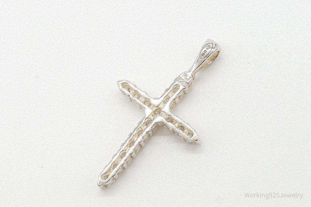 Vintage Designer Avon Cubic Zirconia Cross Sterling Silver Pendant