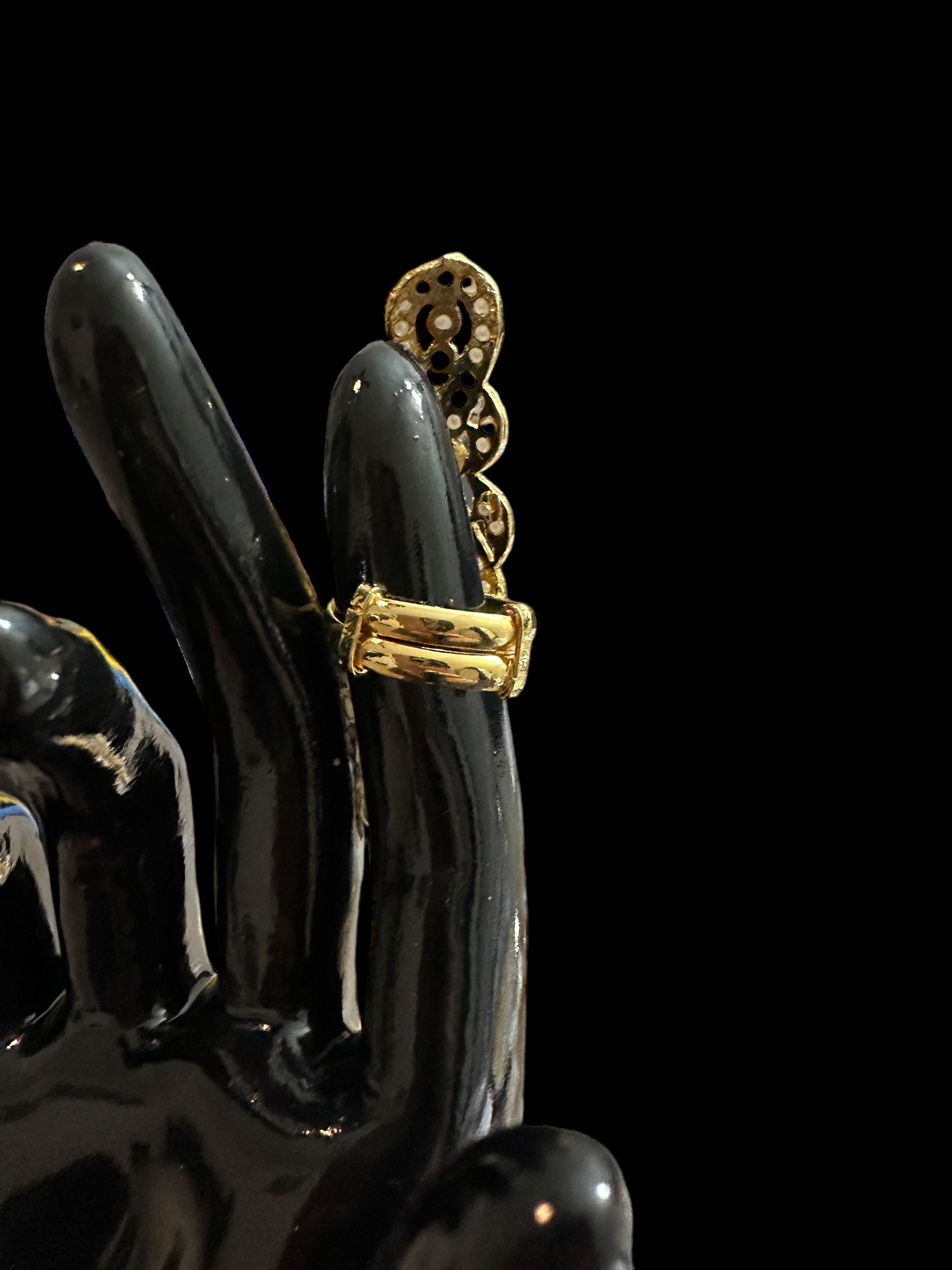 DJR48 Oversized Jadau pearl ring(Ruby emerald pearl ) ( READY TO SHIP )