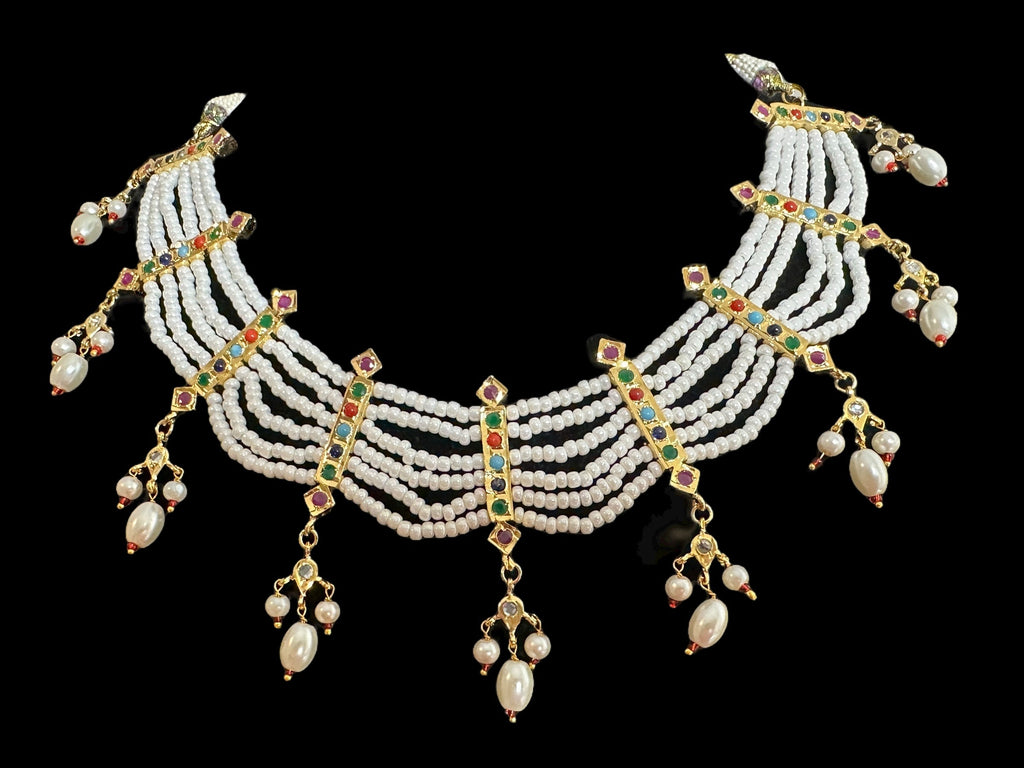 C517 Navratan necklace with earrings ( READY TO SHIP  )