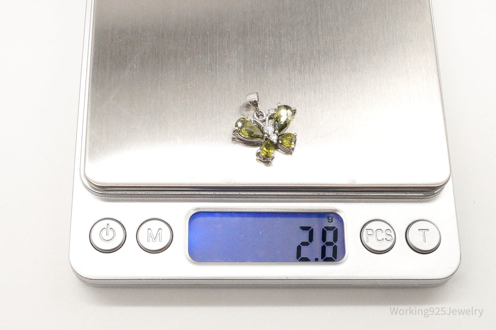 Butterfly Peridot Cubic Zirconia Sterling Silver Pendant
