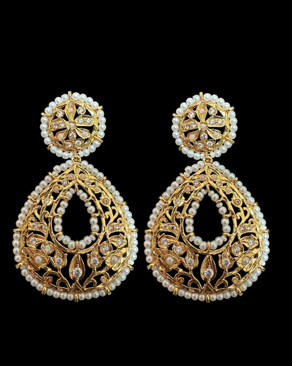 DER738 Gold plated  chandbali earrings ( READY TO SHIP )