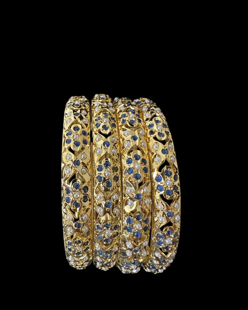 Amira sapphire pearls bangles - set of 4 ( READY TO SHIP )
