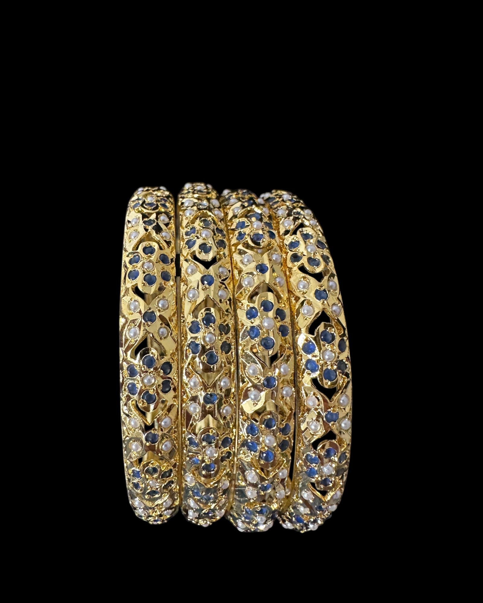 Amira sapphire pearls bangles - set of 4 ( READY TO SHIP )