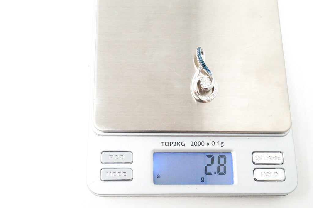 Vintage Blue Diamond Sterling Silver Necklace Pendant