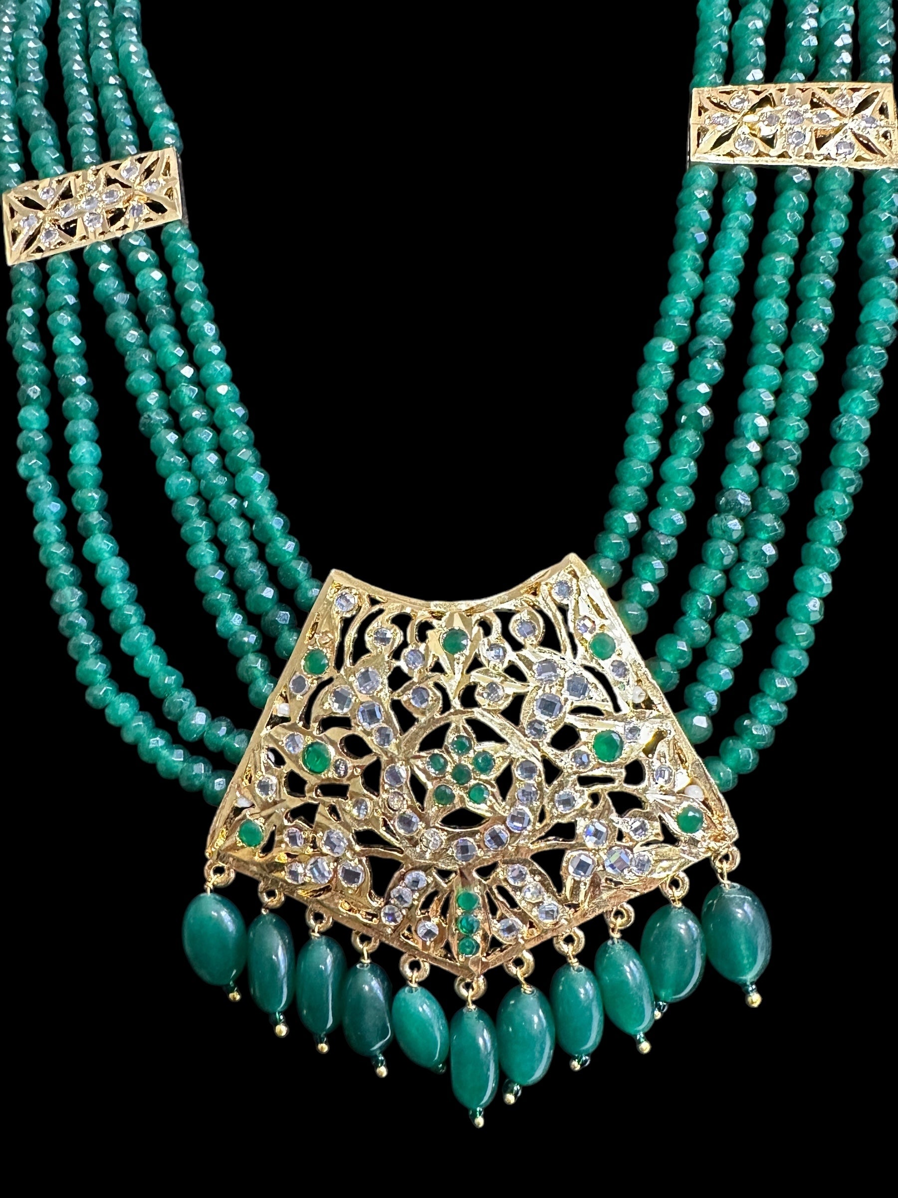 DLN88 Nisha rani haar in green beads  ( READY TO SHIP )