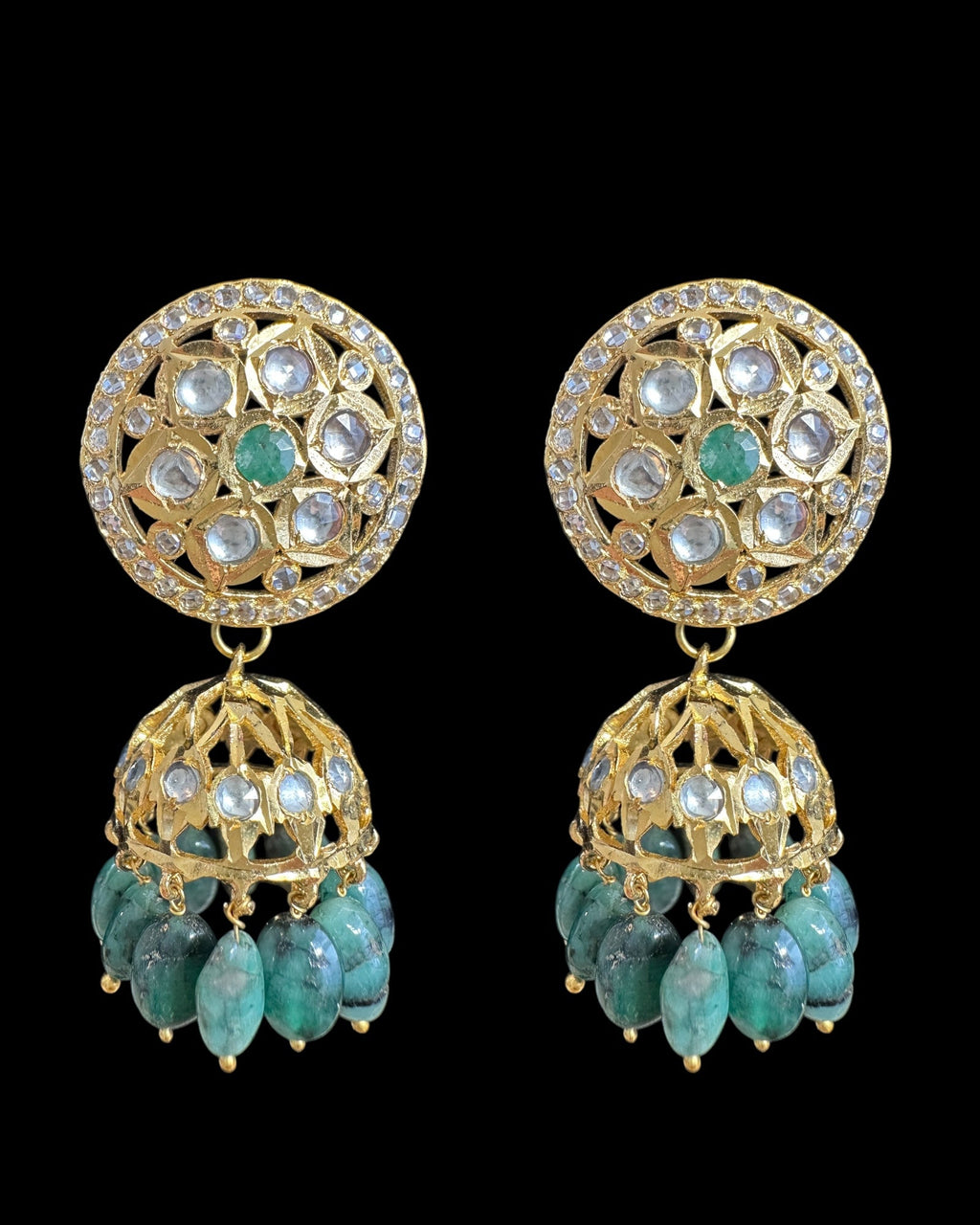 DNS182  Aleezay necklace with emerald stones ( READY TO SHIP  )