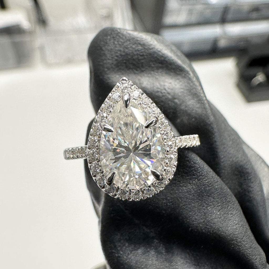 2.0ct Pear Cut Moissanite Diamond Engagement Ring