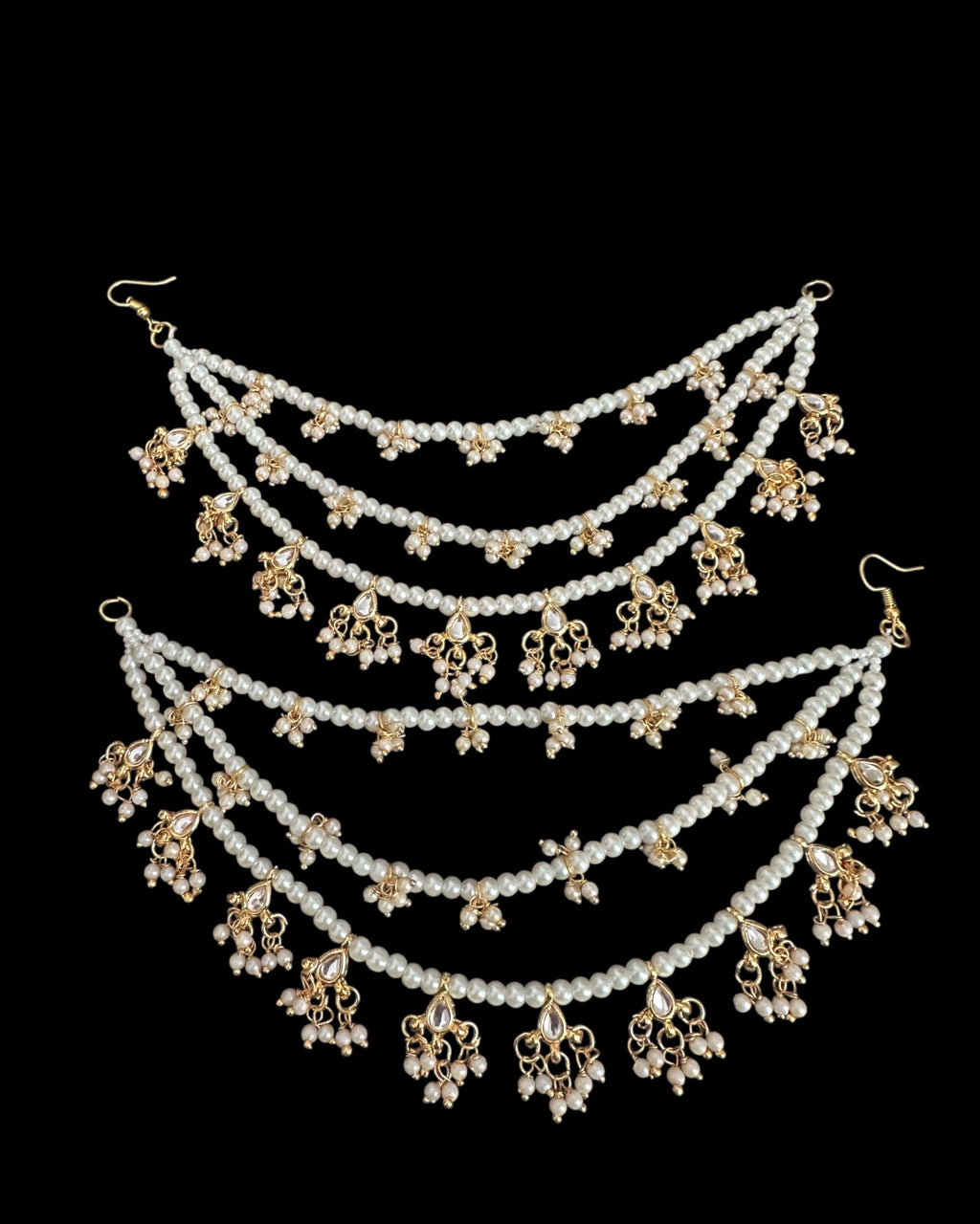Kundan and pearl ear supports ( READY TO SHIP )