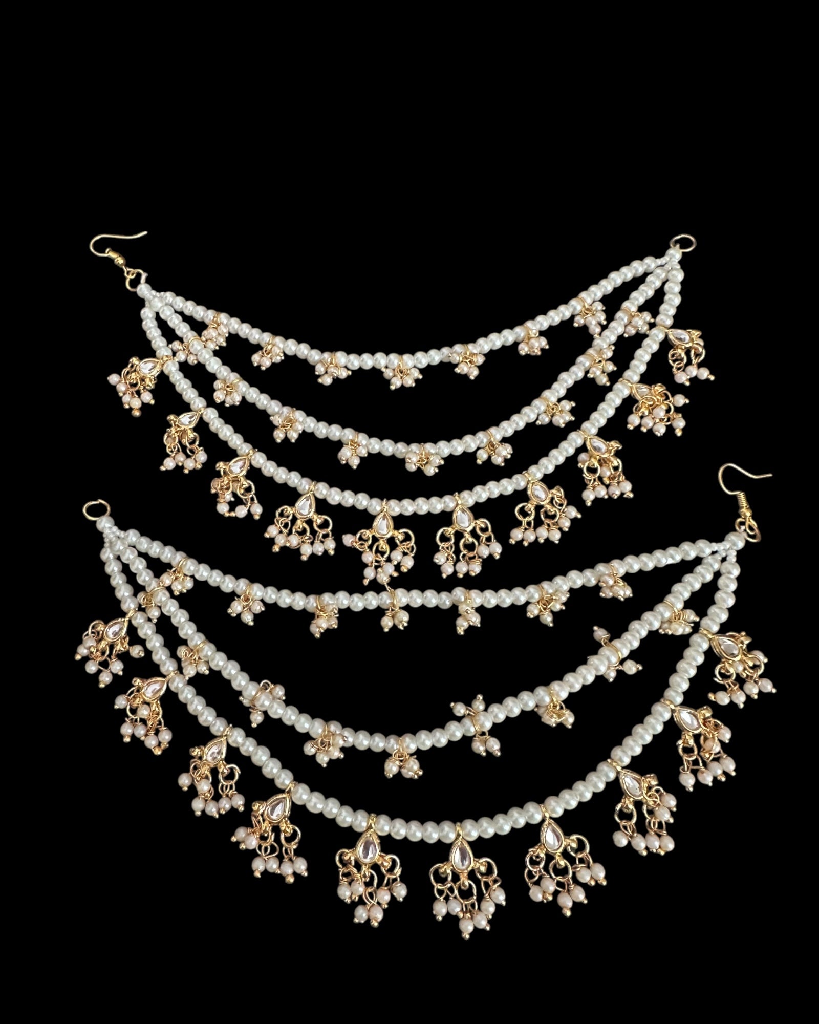 Kundan and pearl ear supports ( READY TO SHIP )