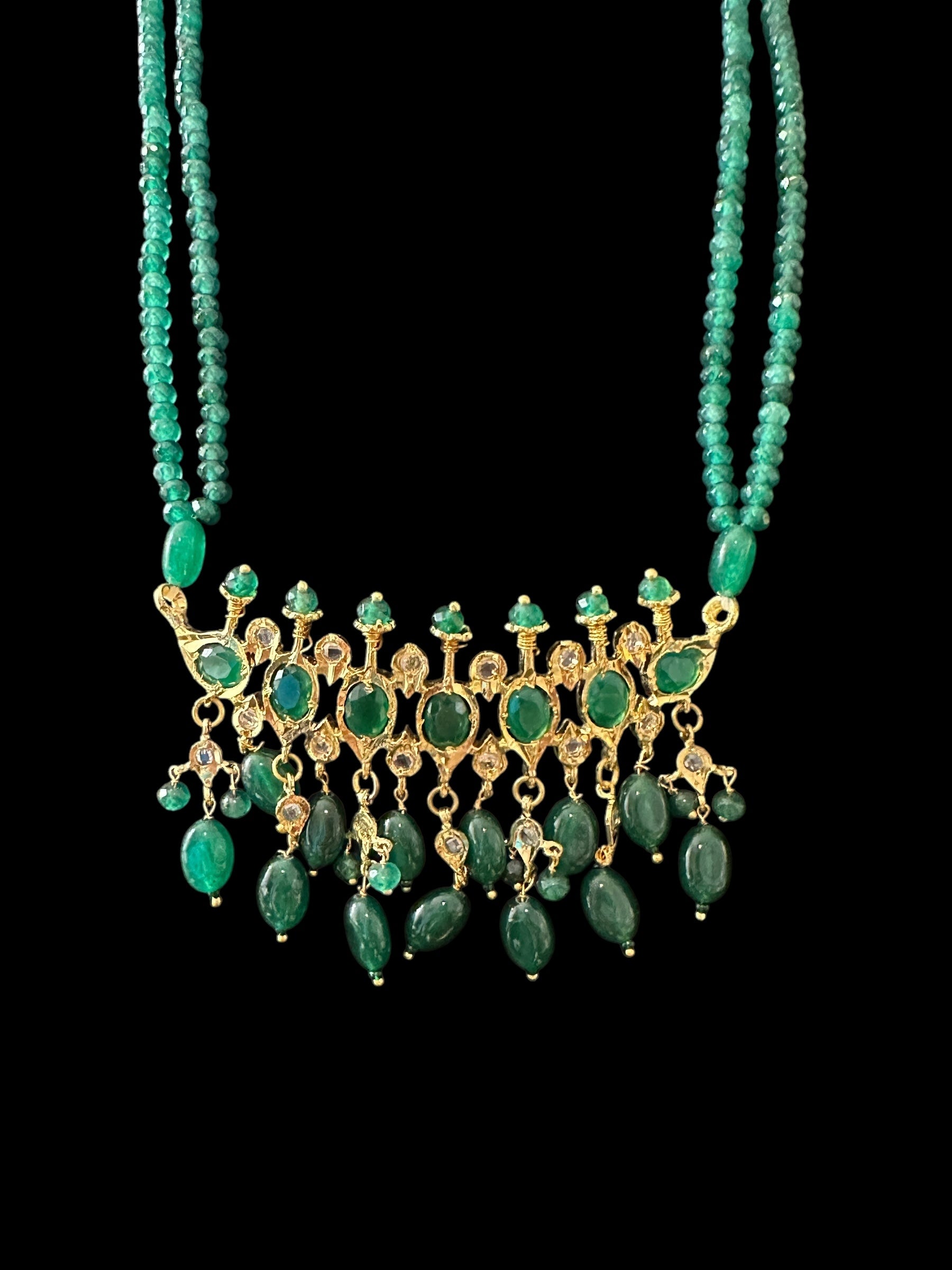 PS512 Tirmani with chandbali in green beads ( SHIPS IN 2 WEEKS  )