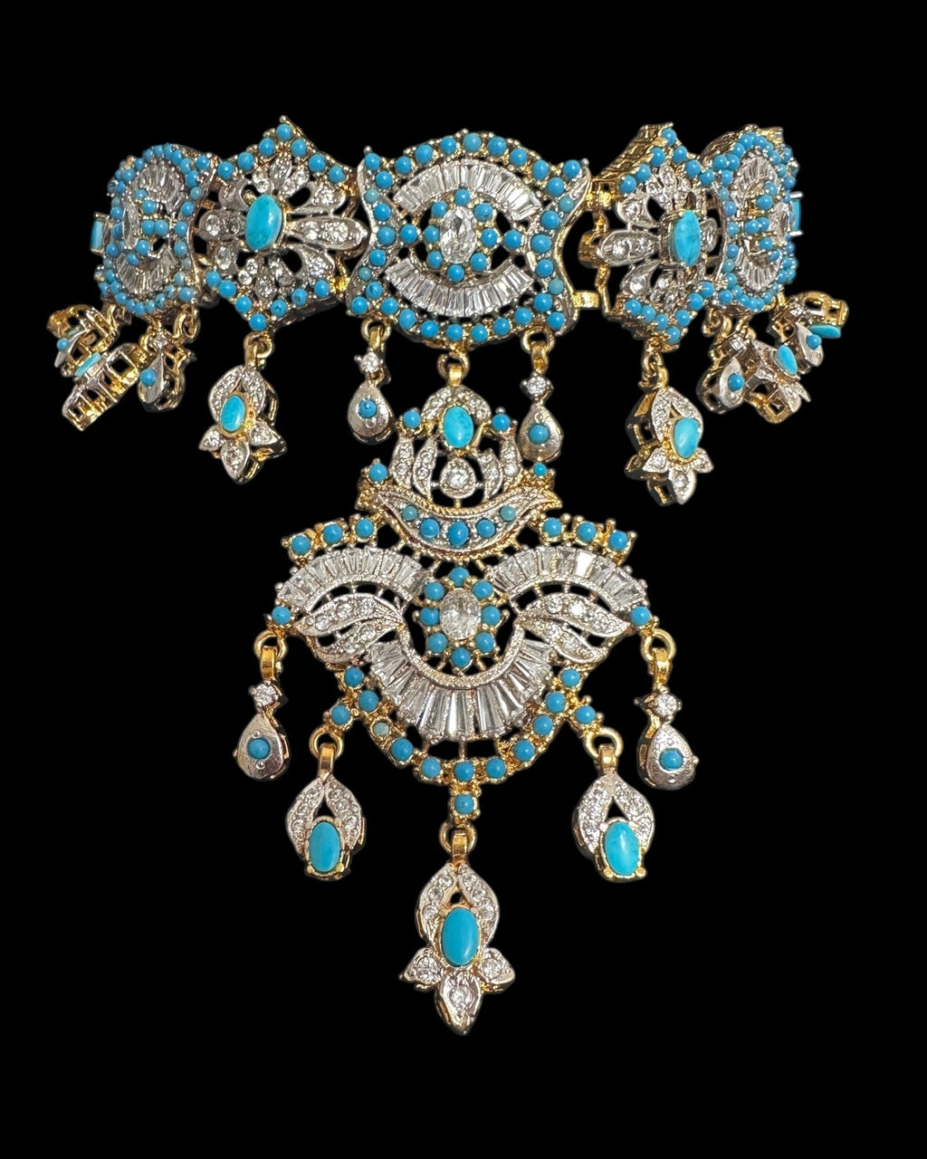 C545 Azeeza Feroza zircon choker with earrings ( SHIPS IN 4 WEEKS )