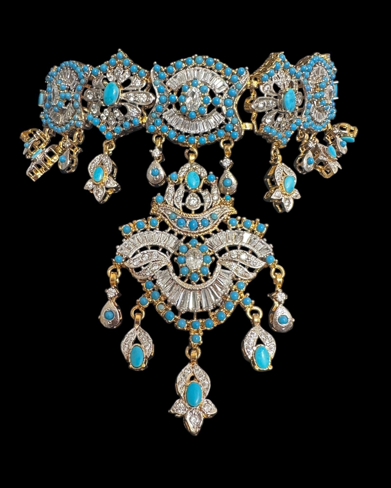 C545 Azeeza Feroza zircon choker with earrings ( SHIPS IN 4 WEEKS )