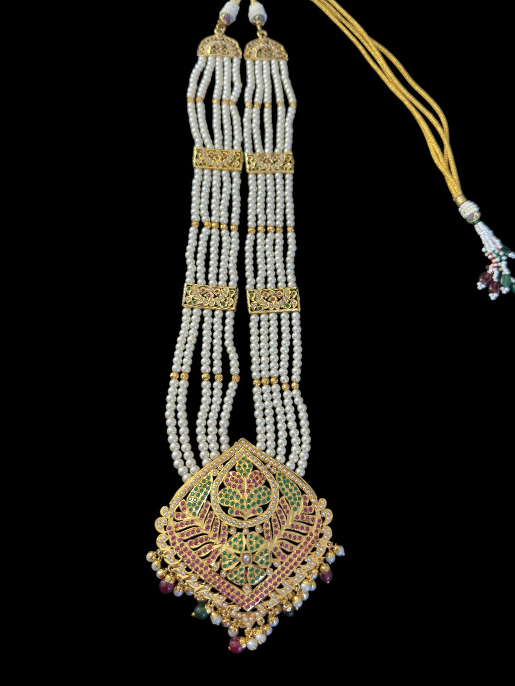 DLN108 Roosa Punjabi rani haar in ruby emerald  ( READY TO SHIP )