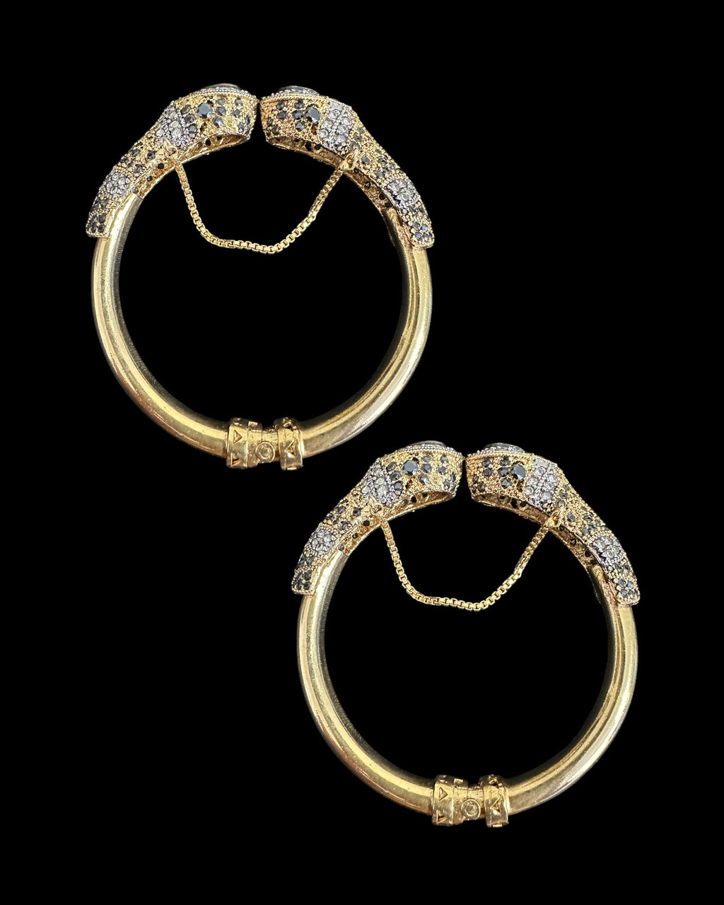 BG803  SALWA zircon bangles - Black openable ( SHIPS IN 4 WEEKS )