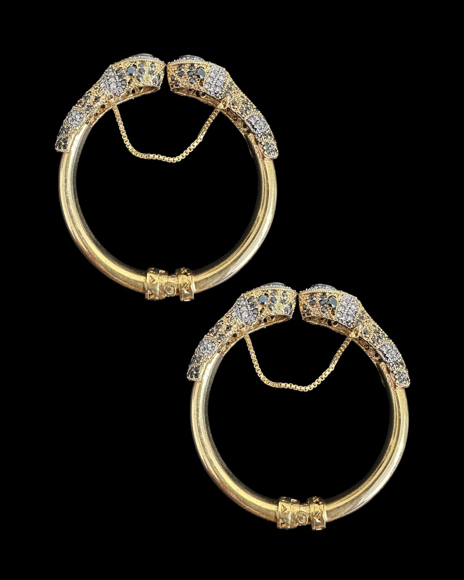 BG803  SALWA zircon bangles - Black openable ( SHIPS IN 4 WEEKS )