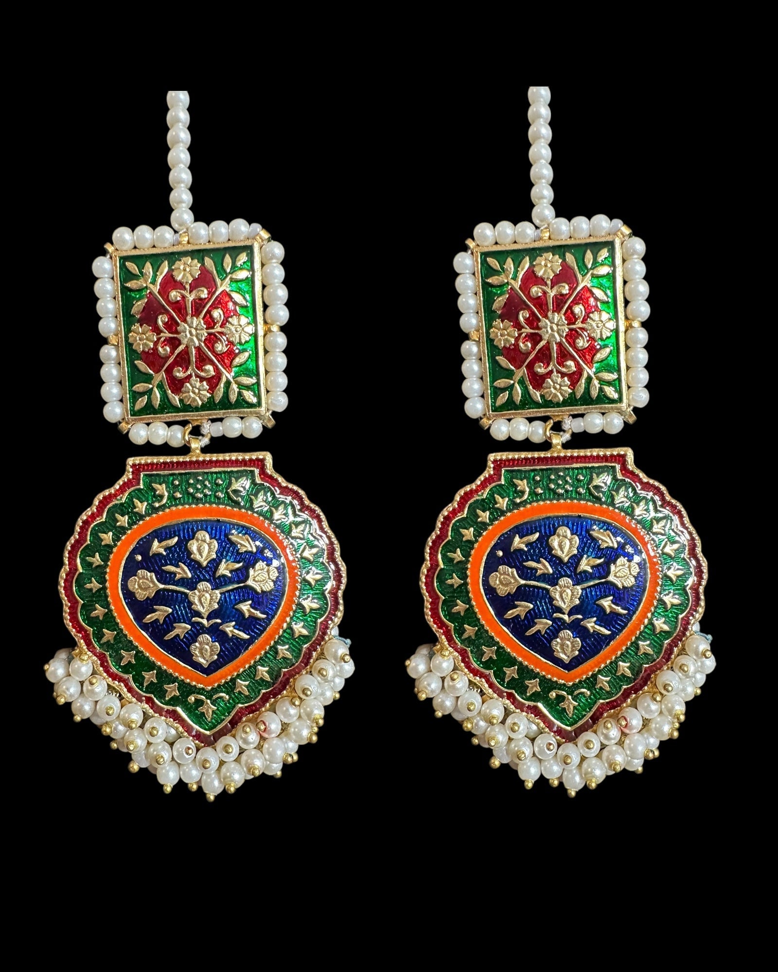Ulfat meenakari earrings teeka set  (READY TO SHIP )