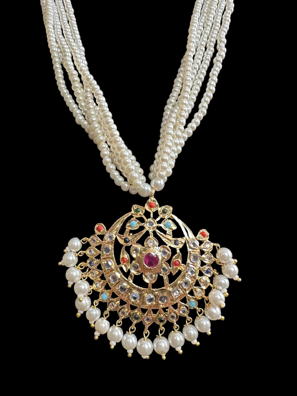 PS338   Nihar pendant set ( navratan ) (READY TO SHIP )